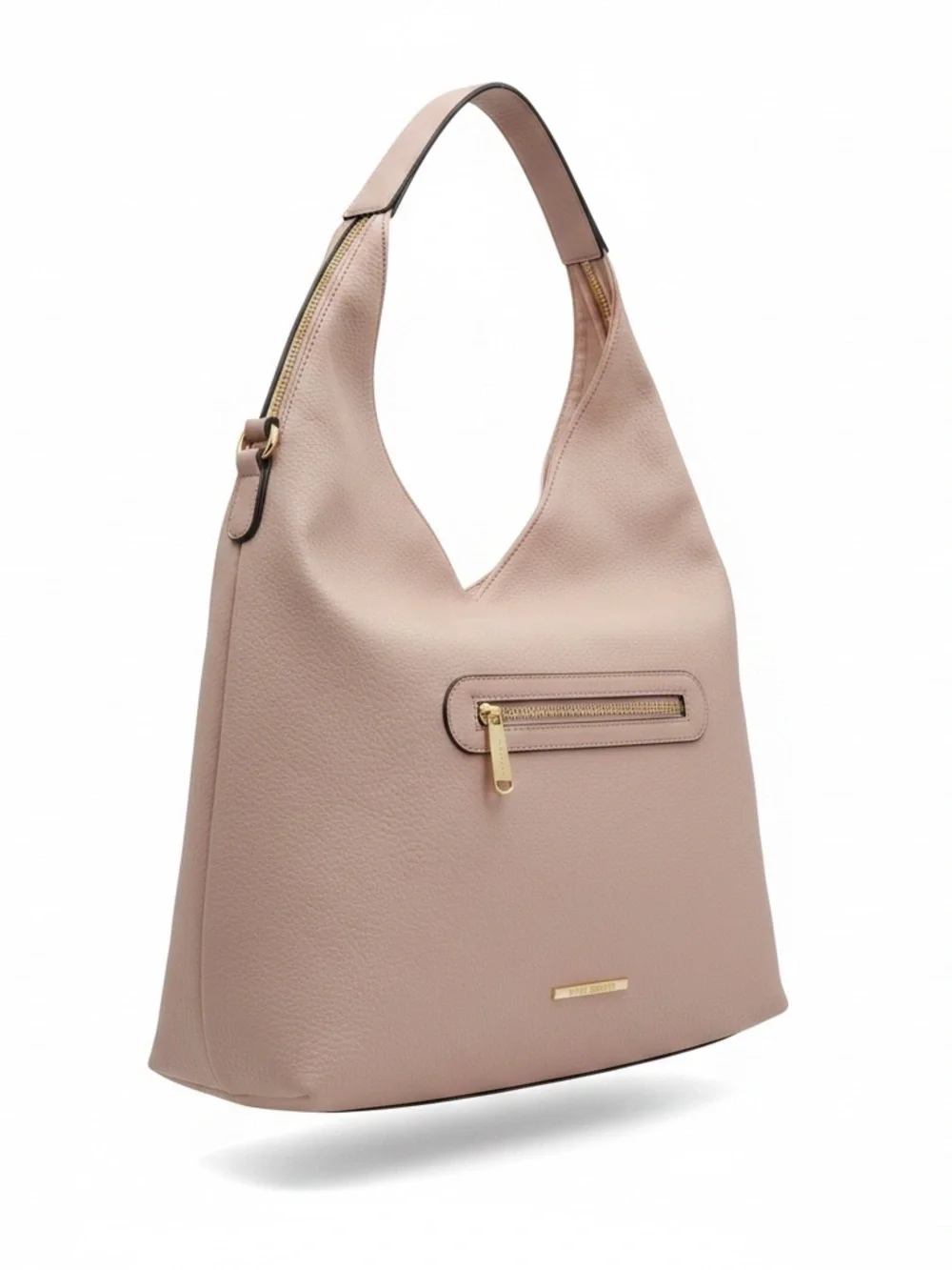 Steve Madden Blush Pebbled Leather Hobo Bag with Gold Hardware